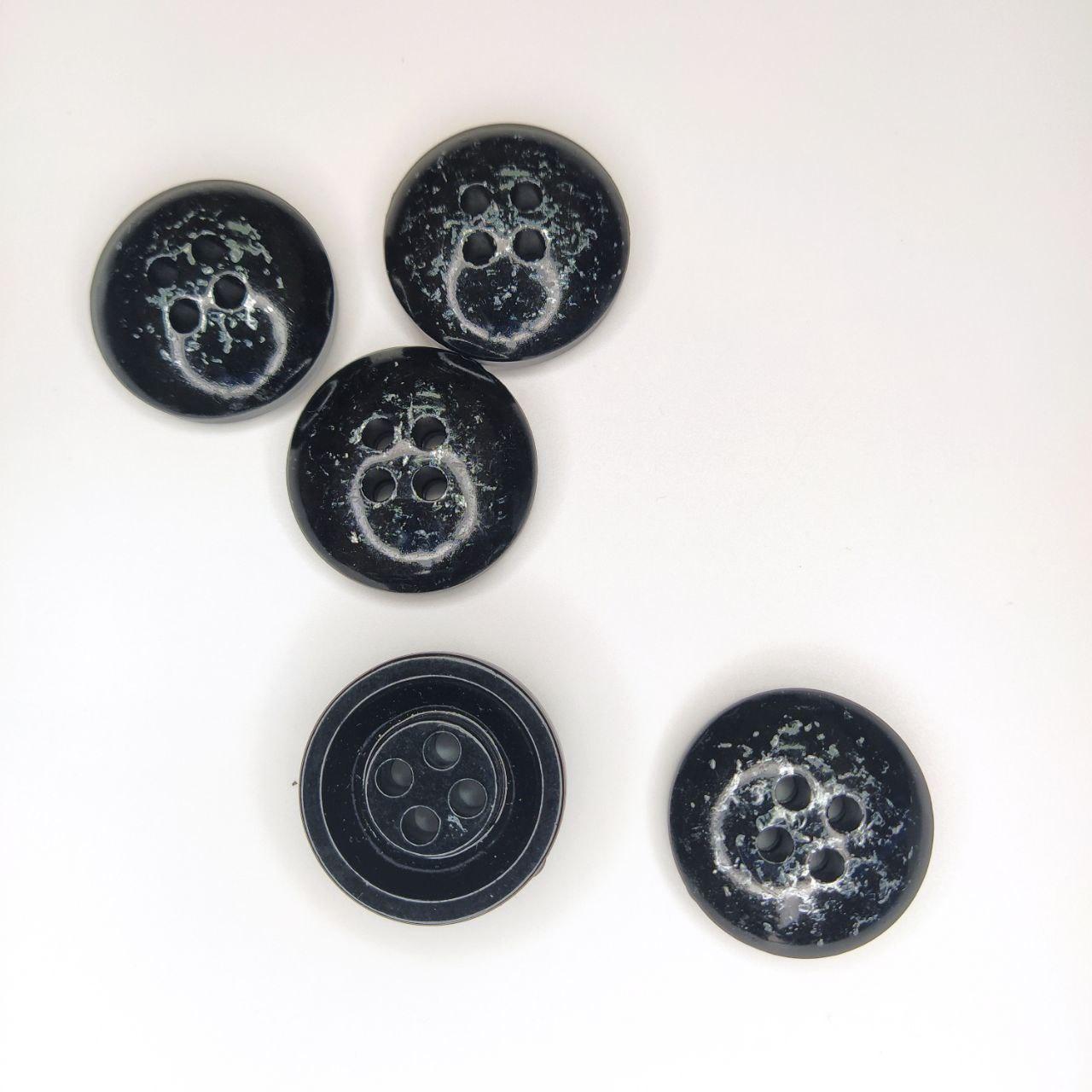 Гудзик круглий чорна зі сріблом 34мм, фото 1