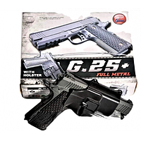 G25+ пистолет на пульках Galaxy Colt 1911 Rail металл черный с кобурой || FavGoods