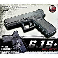 G15+ пистолет на пульках Galaxy Glock 17 металл с кобурой черный || FavGoods