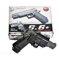 G6+ пистолет на пульках Galaxy Colt M1911 Hi-Capa с кобурой металл черный || FavGoods