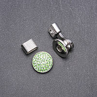 Кнопка Нуса для браслетов зеленые стразы, диаметр 20мм, ida21004