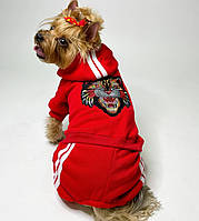 Спортивный костюм для собак «Тигр», красный, одежда для собак мелких, средних пород