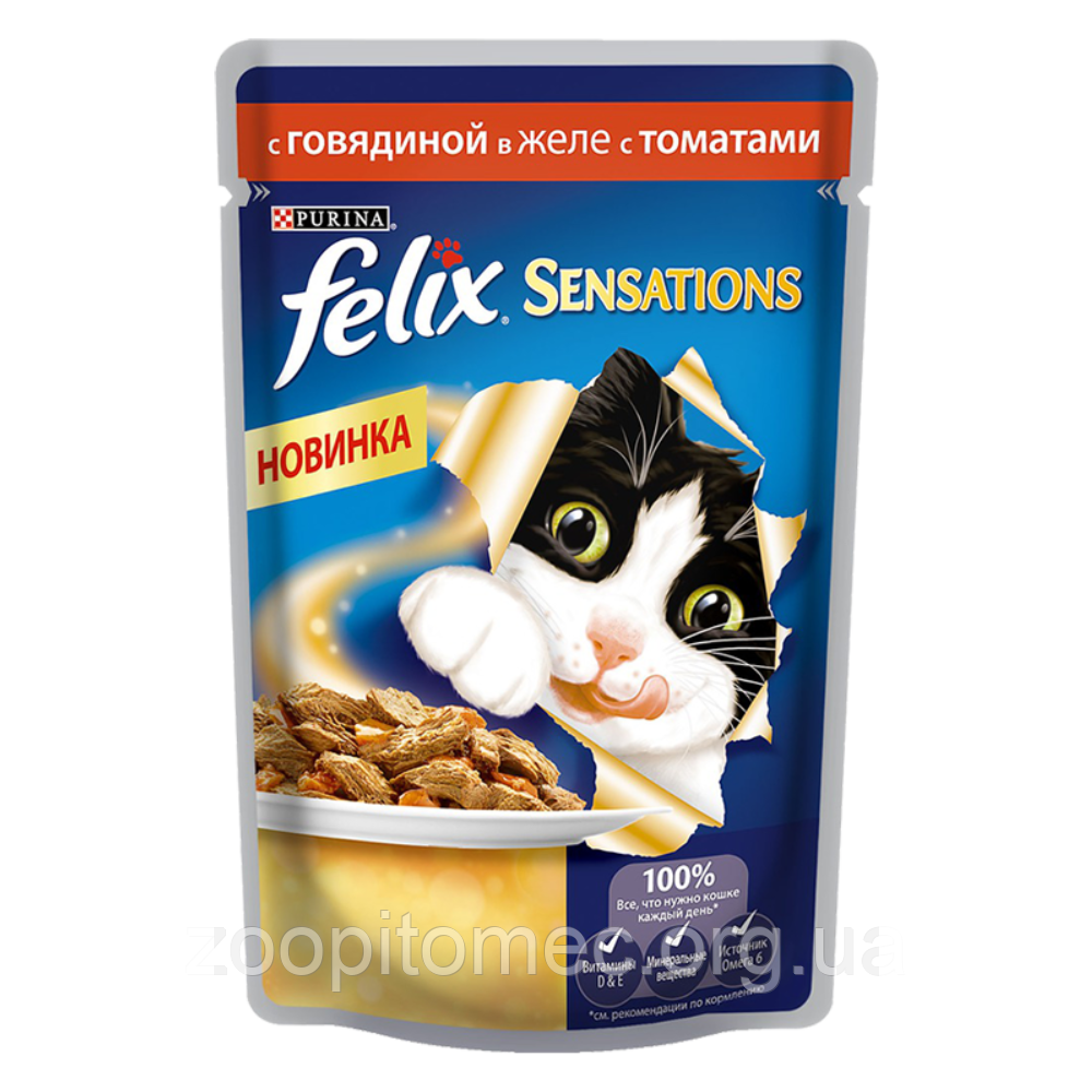 Корм для кішок Пауч Felix Sensations (Фелікс Сенсейшен) з яловичиною в желе 100 гр