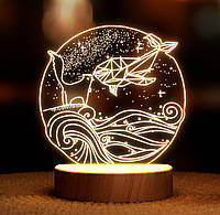 Светильник-ночник от USB "Кот и кит".