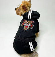 Спортивный костюм для собак «Тигр», черный, одежда для собак мелких, средних пород
