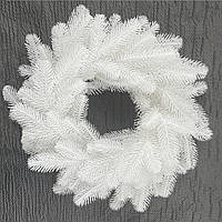 Венок новогодний рождественский Lux из литой хвои d-50 см белый 112/50/W