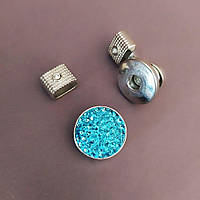 Кнопка Нуса для браслетов голубые стразы, диаметр 20мм, ida21002