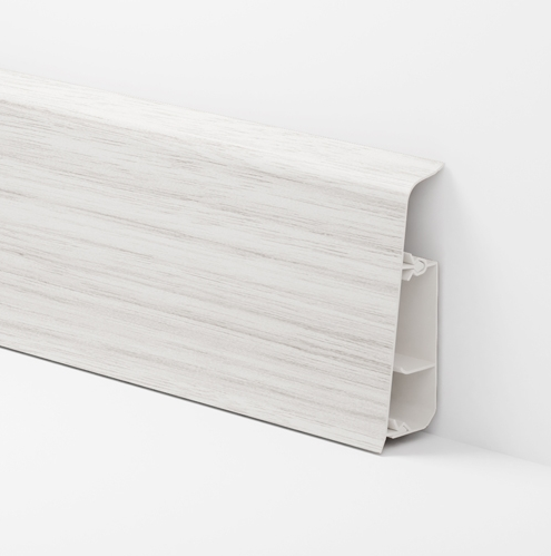 Плинтус Lima 28 Клён Патино напольный пластиковый высокий с кабель каналом, фото 1