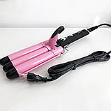 Потрійна плойка GEMEI GM-1956-25, праска для завивки волосся, плойка для прикореневого об'єму, фото 8