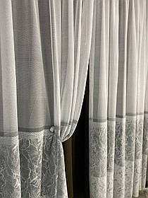 Готова пошита тюль Жаккард сірий