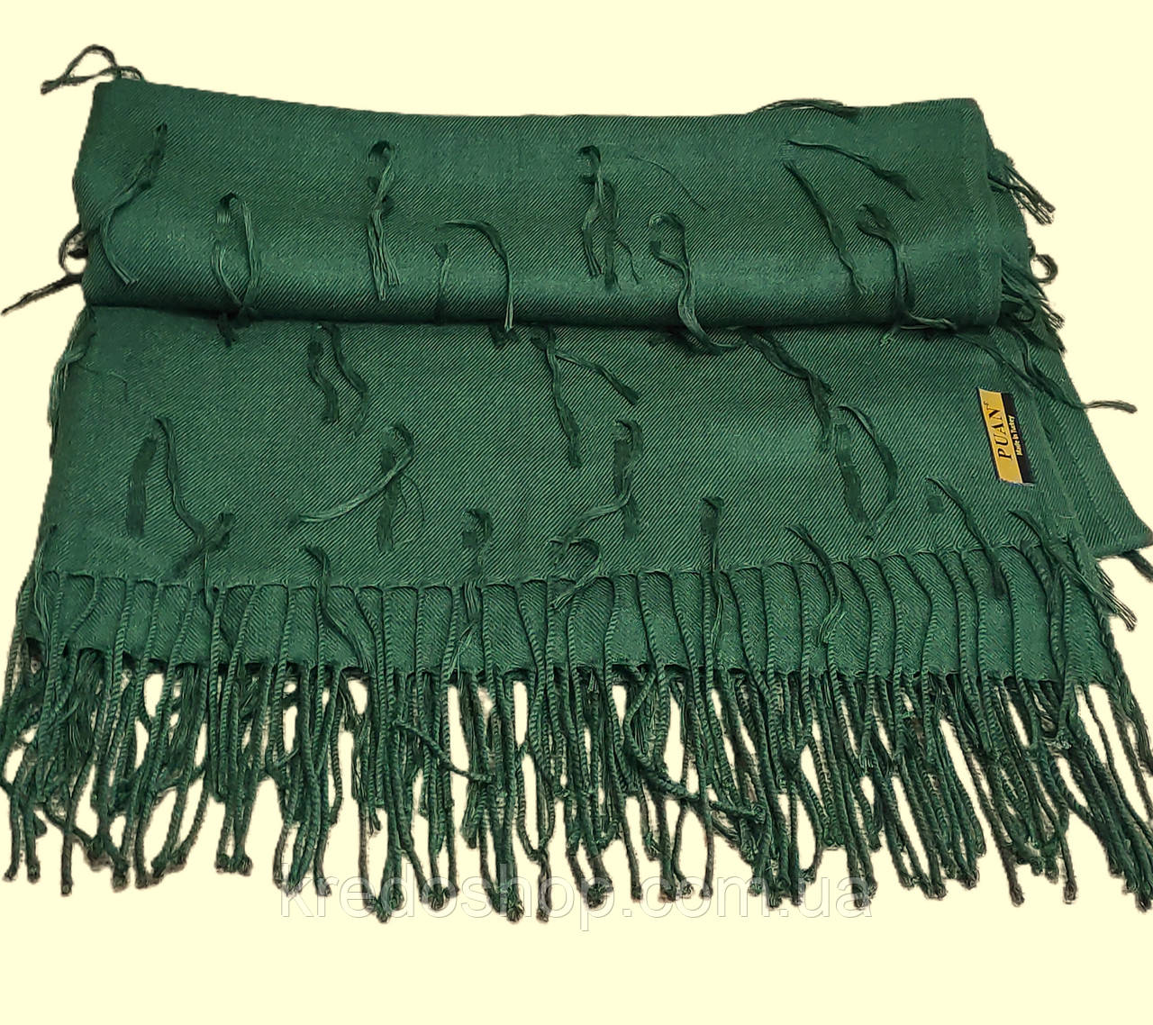 Жіночий шарф палантин з бахромою стильний зелений (Туреччина)