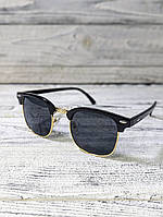Солнцезащитные очки черные, глянцевые, унисекс в золотисто черной оправе ( без бренда )