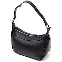 Аккуратная кожаная женская сумка полукруглого формата с одной ручкой Vintage 22411 Черная высокое качество