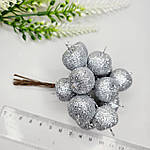 Яблуко блискуче 2 см срібне, фото 4