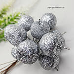 Яблуко блискуче 2 см срібне, фото 2