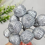 Яблуко блискуче 2 см срібне, фото 3