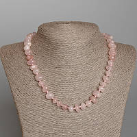 Ожерелье Розовый Кварц натуральный камень галтовка, диаметр 11х6мм+-, длина 46см+-, ida75677