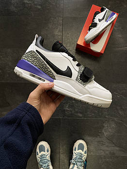 Чоловічі кросівки Nike Air Jordan Legacy 312 Low білі з фіолетовим Найк Аїр Джордан шкіряні весняні осінні
