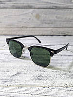 Солнцезащитные очки унисекс, зеленые, глянцевые, в серебристо черной оправе (без бренда )