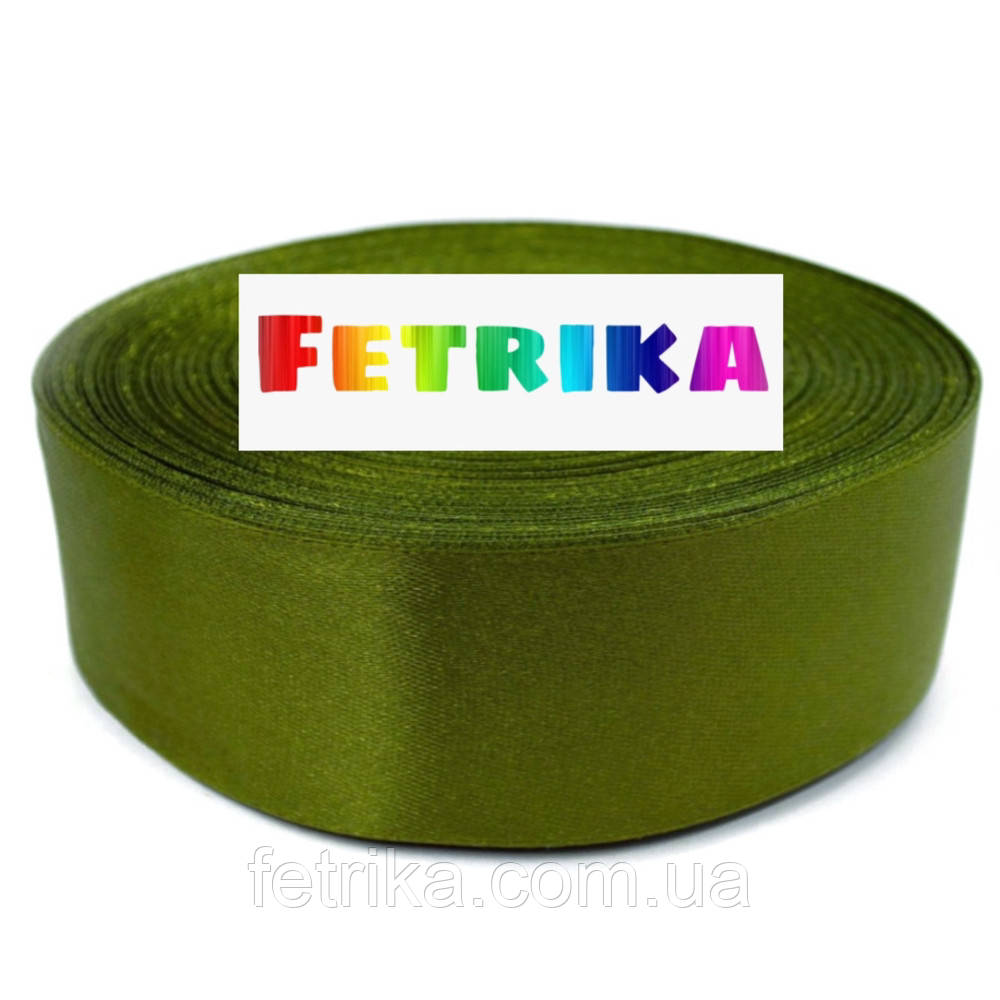 Стрічка атласна однотонна трав'яна 2,5 см, фото 1