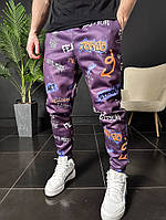 Фиолетовые мужские спортивные утепленные штаны.12-187 высокое качество