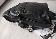 Мужская кожаная сумка слинг Calvin Klein через плечо черная высокое качество