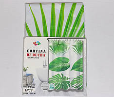 Штора у ванну силіконова Ефіопія Зелене листя шторка для ванної 180 х 180 см