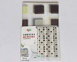 Штора у ванну силіконова Ефіопія Квадратики шторка для ванної 180 х 180 см