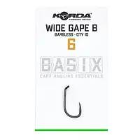 Коропоаі гачки безбороді Корда Basix Wide Gape Hook Barbless

#6