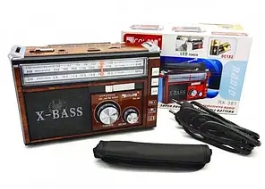 Акумуляторний радіоприймач Golon RX 381 з LED-ліхтариком і ремінцем для перенесення, всехвильовий.