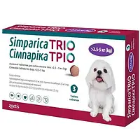 Сімпаріка Тріо таблетка від бліх, глистів та кліщів для собак від 2,5 до 5 кг, 1 таблетка