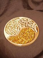 Дерев'яна менажниця ручної роботи на 3 відділення сервірувальна тарілка з дерева 25 см діаметр