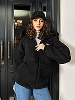 Стильная женская меховая короткая куртка с карманами и капюшоном (р.42-56). Арт-2465/15