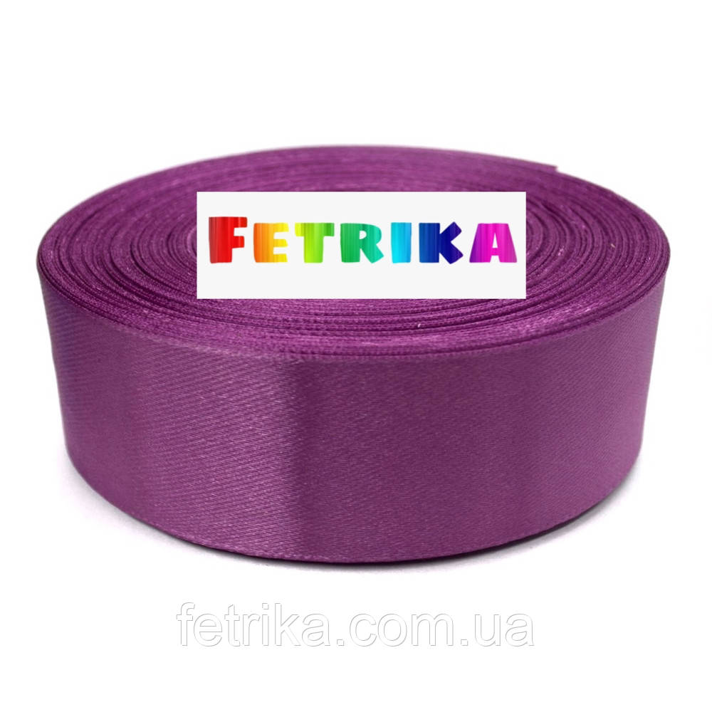 Стрічка атласна однотонна сливова 2,5 см, фото 1