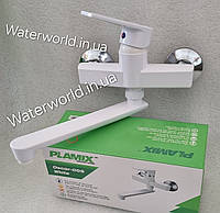 Картриджний настінний змішувач для кухні PLAMIX Oscar 005 із термопластику білого кольору