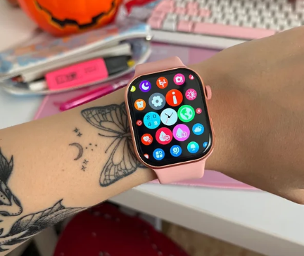 Смарт-годинник з HD екраном Smart Watch 9 MAX 45 мм Bluetooth рожевий жіночий розумний годинник для IOS та Android
