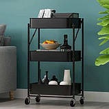 Органайзер на колесах метал 76.5х29.5х45 см, Стелаж на колесах металевий із полицями, Етажерка на коліщатках, фото 2