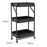 Органайзер на колесах метал 76.5х29.5х45 см, Стелаж на колесах металевий із полицями, Етажерка на коліщатках, фото 3