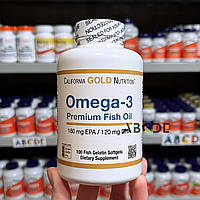 Омега-3 California Gold Nutrition, рибячий жир преміальної якості, 180 мг ЕПК / 120 мг ДГК, 100 капсул