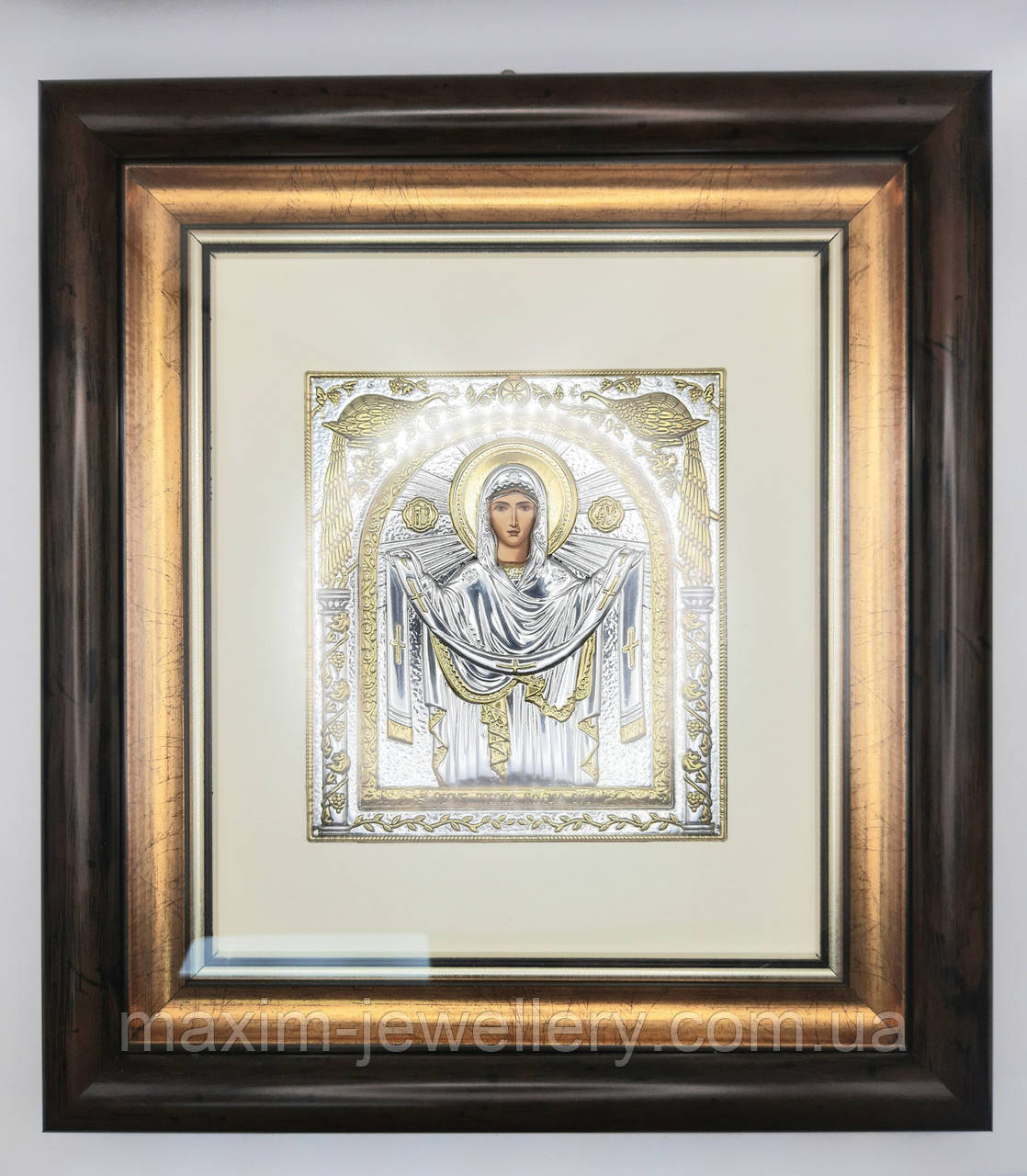 Срібна ікона "Покров Пресвятої Богородиці"