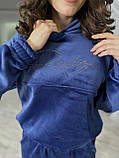 Стильный женский прогулочный велюровый костюм (р.42-54). Арт-2467/15 синій, фото 4