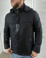 Мужская брендовая куртка Brioni черная осенняя ветровка с капюшоном bhs