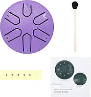 Міні глюкофон ручний язичковий барабан на 6 нот Tongue Drum Purple