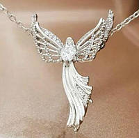 Кулон подвеска Волшебный ангел с сердцем белый / Кулон ангел / Подвеска на шею