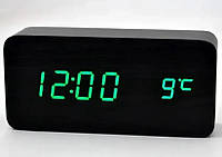 Электронные цифровые часы VST-862 с будильником, датой и термометром, зелёная подсветка