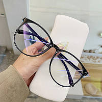 Стильные имиджевые очки с прозрачными линзами чёрная оправа