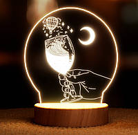 Светильник-ночник от USB "Бокал, луна и воздушный шар".