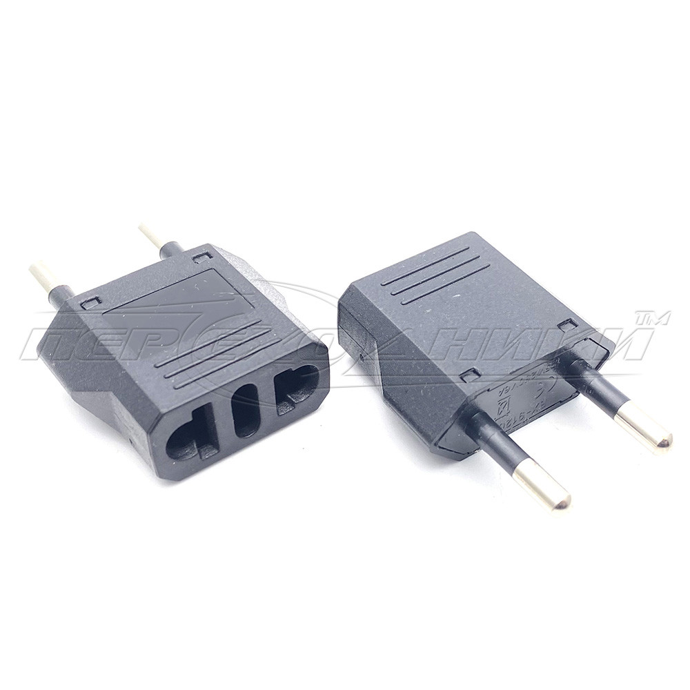 Электрический сетевой переходник 6A US, AU to EU, черный | Переходники ТМ.