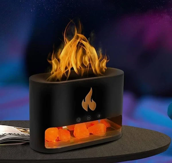 Cоляна лампа 3-в-1 з ультразвуковим зволожувачем повітря та нічником з ефектом полум'я Чорний, фото 1