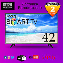 Телевізор Samsung Smart TV 4K 2023 рік Ultra HD, LED, IPTV, T2 42 дюйми WIFI Збірка Корея Самсунг Андроїд 13